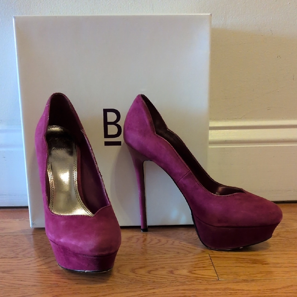 Bakers Plum Suede Platform Heels
